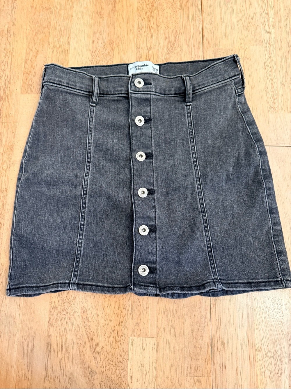 abercrombie kids Black Button-Front Denim Mini Skirt